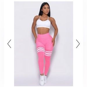 Pink Bombshell thigh high leggings with scrunch butt and side pockets